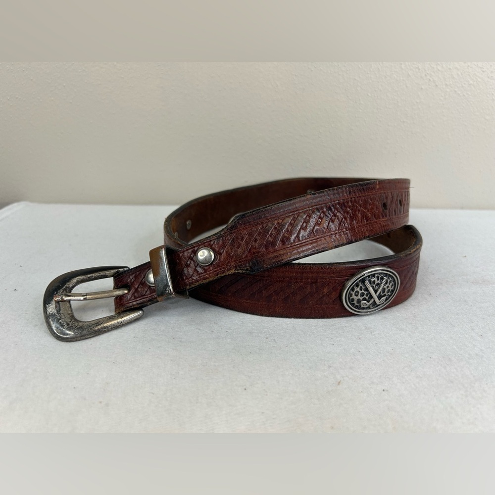 Vintage‎ Brown Leather Golf Men's Belt Size 36 Golfing Sports Western Country